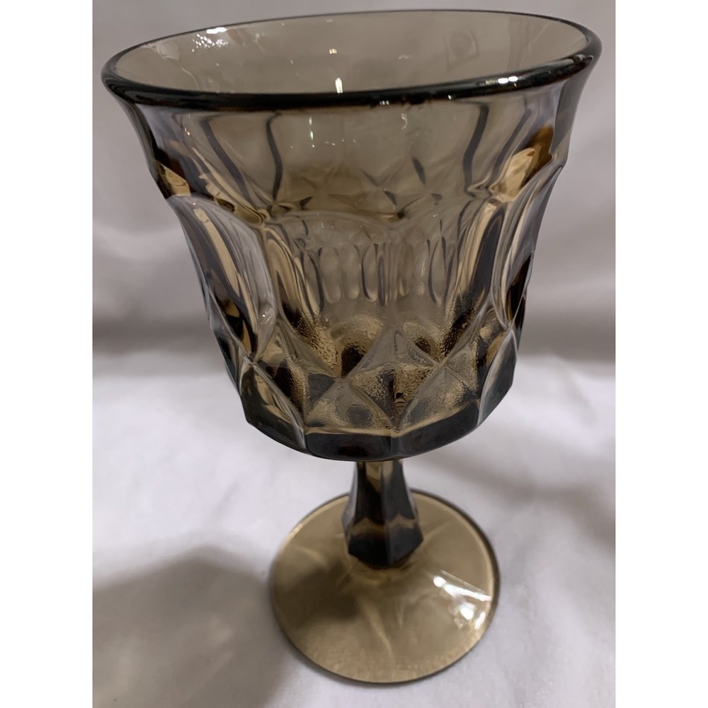 Noritake Perspective Smoke Brown  Stemmed Wine Water Goblet Glass MCM 6.5" T